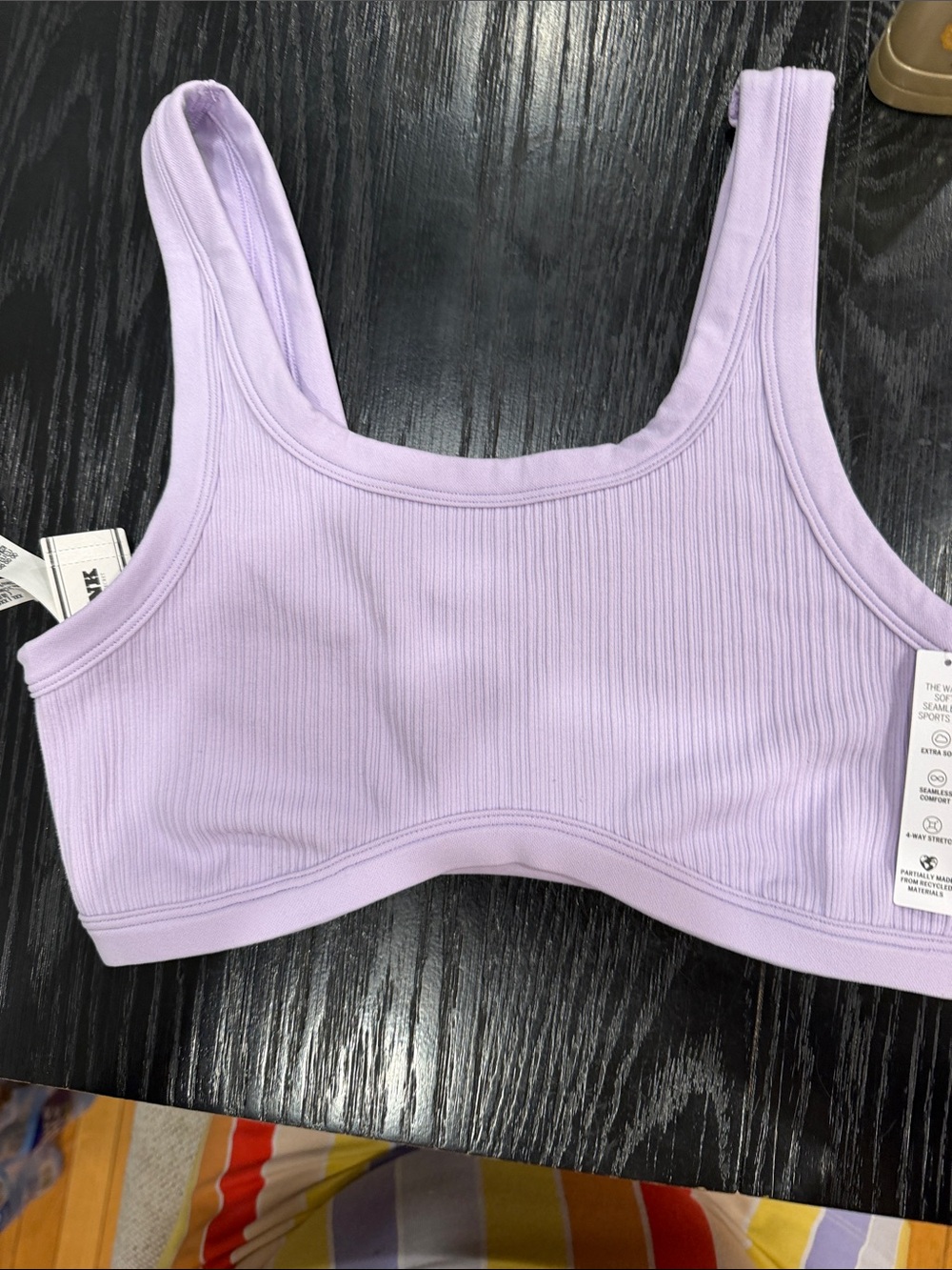PINK Victoria's Secret Lavender Ribbed Crop Tanks sport bra